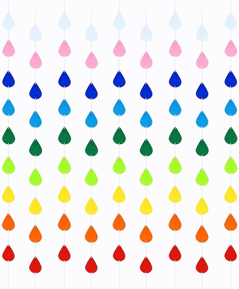 9 Pack Colorful Raindrops Garland Felt Raindrop Banner DIY Hanging Raindrop Baby Shower April Party Decorations