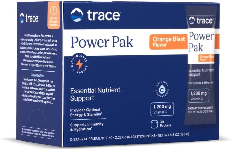 Electrolyte Stamina Power Pak Orange Blast Trace Minerals 0.17oz(4.8g) each 30 Packet.