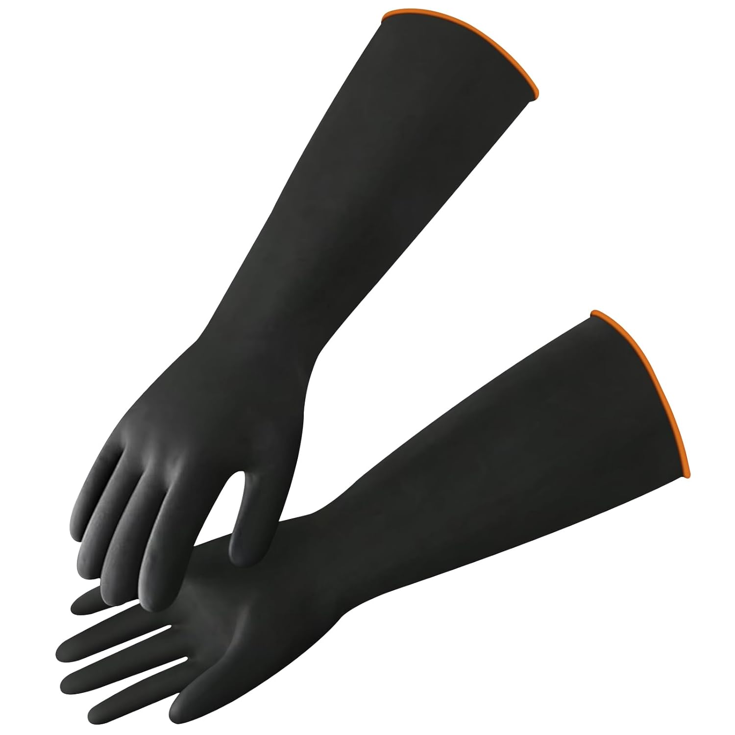 14" Rubber Gloves, Chemical Resistant Protective Gloves, Reusable Heavy Duty Latex Gloves Industrial Safety Work Glove, Waterproof, Resist Strong Acid & Alkali for Household Industry, Non-Slip(1 Pair)