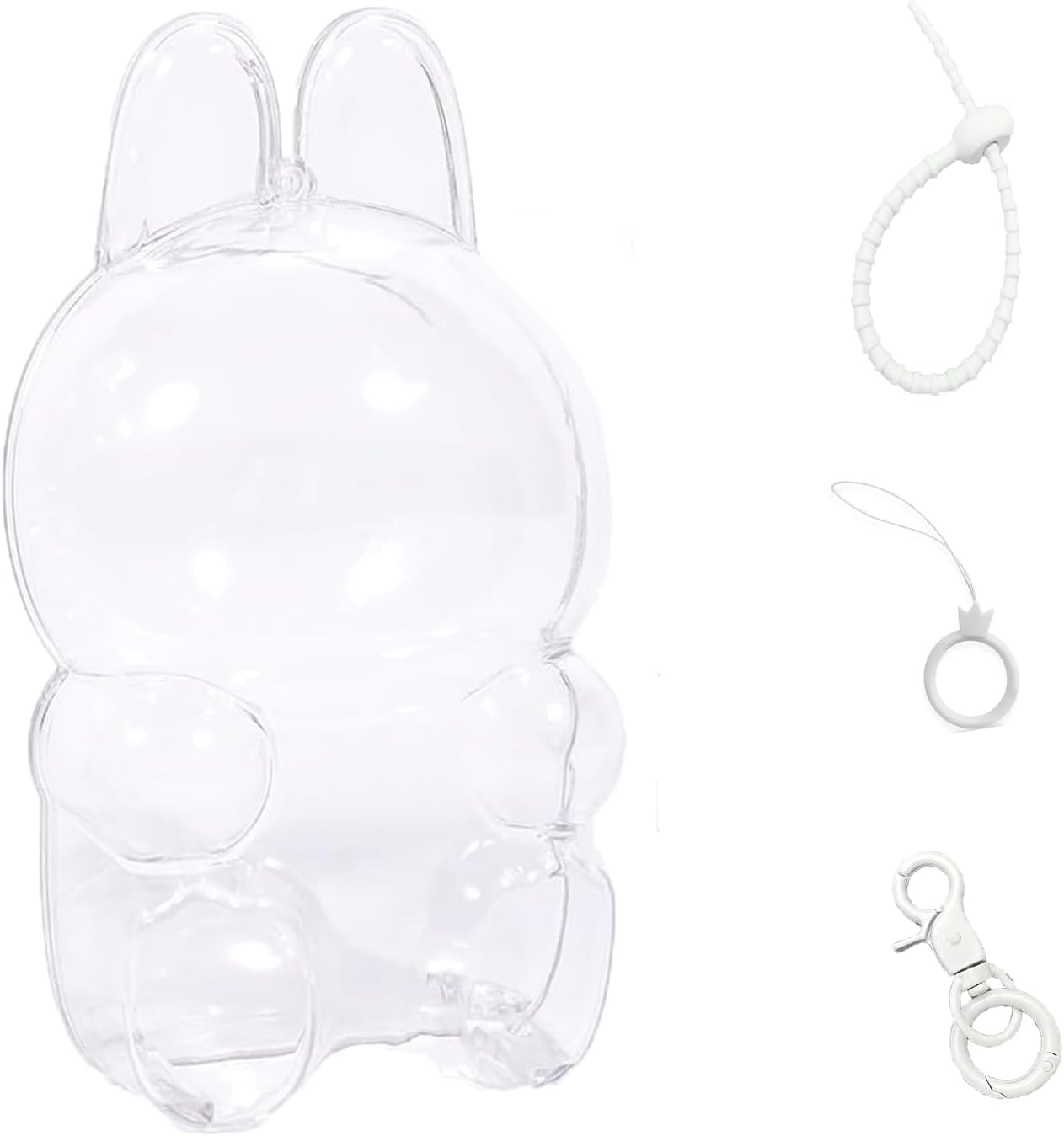 Cases for Blind Box Doll, Protective Case Cover Acrylic Clear Protector for Sitting Blind Box Doll with Keychain (Doll Not Included,1 PC Sitting Case)