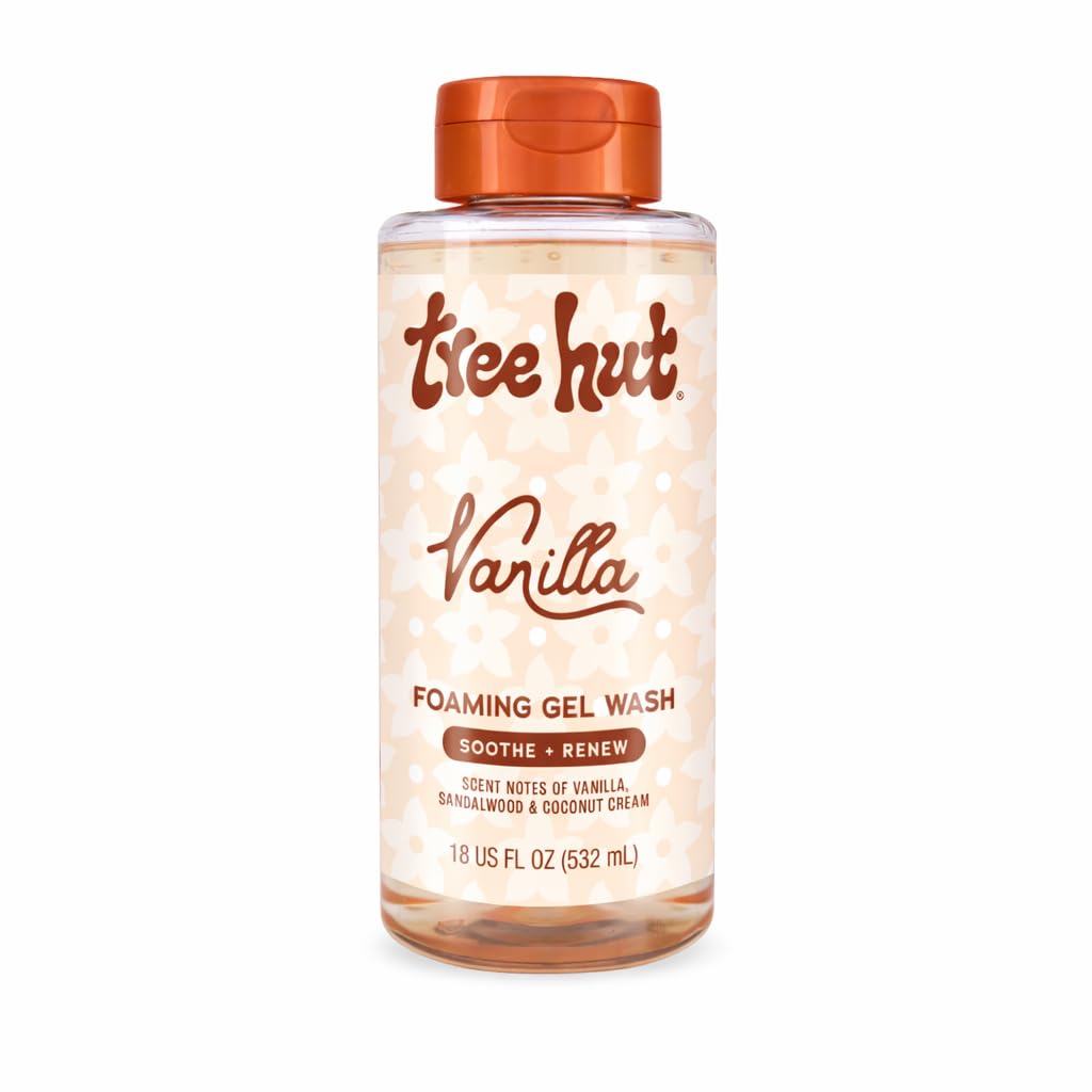 Tree Hut Vanilla Foaming Gel Wash, Moisturizing & Hydrating Body Wash with Shea Butter, Gently Cleanses for Soft, Fresh & Radiant Skin, 18 fl oz