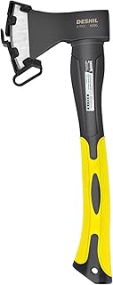 Chopping Axe, 15”Outdoor Hatchet Forged Carbon Steel Heat Treated Hand Maul Tool, Fiberglass Shock Reduction Handle with Anti-Slip Grip,Yellow