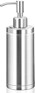 Countertop Hand Soap Dispensers, Refillable Stainless Steel Soap Pump Bottle for Bathroom & Kitchen, Free Standing - 300ml, Brushed Nickel