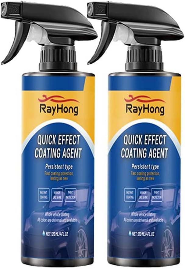 2PCS Advanced Car Quick-acting Coating Agent Spray, 3 in 1 High Protection Quick car coating spray, Ceramic Coating for Cars, Multi-Functional Coating Renewal Agent, Polish Spray Waterless Wash Wax