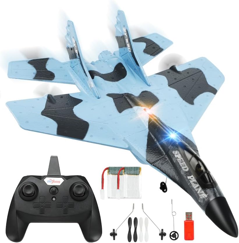 GirlDiary RC Plane 2 Channel, 2.4GHz Remote Control Airplane with Gyro and Lights 900FT Range, Easy to Fly RC Planes RTF for Adults & Beginners & Kids 8-12