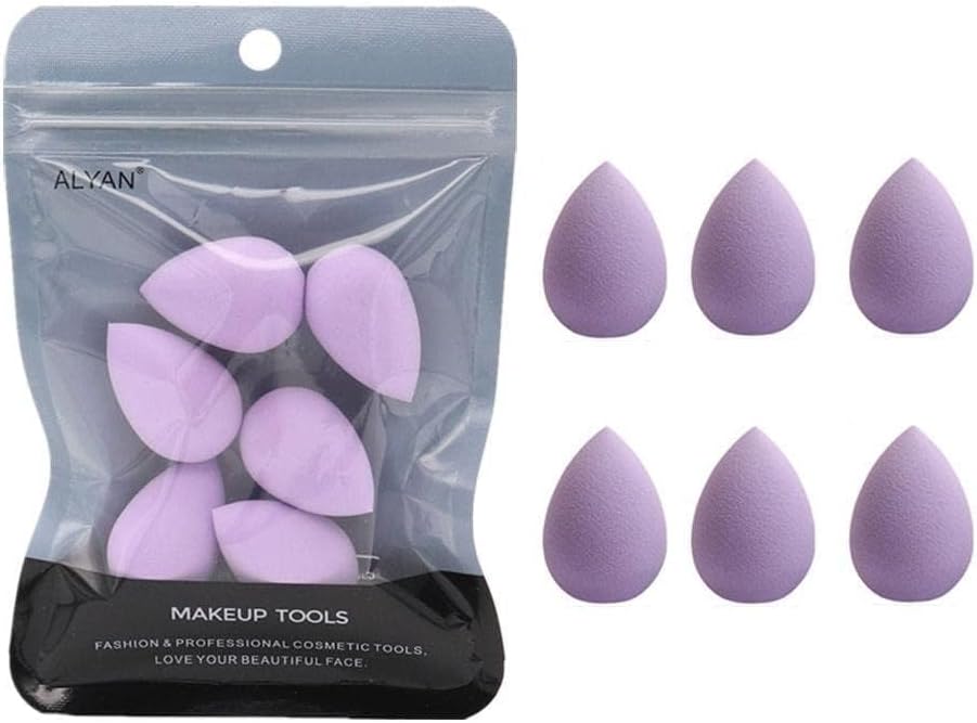 6Pcs Purple Mini Makeup Sponge Small Beauty Sponge Blender Set for Foundation, Powder, Concealer Highlight,and Eye Shadow, Makeup Blenders and Sponges，Face