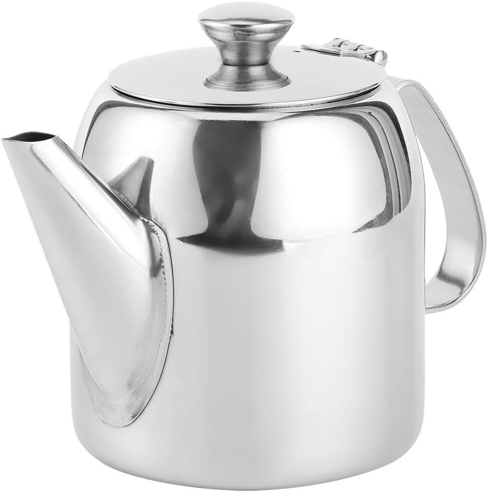 0.5 L Stainless Steel Teapot - Coffee Pot Teapot Stainless Steel Kettle Cold Water Jug Short Spout for Restaurants, Conference Rooms, Living Room, (20 oz )