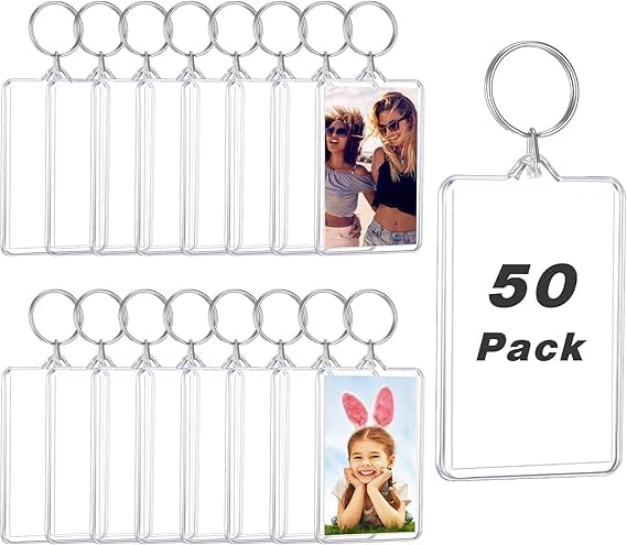Yaomiao Acrylic Photo Frame Keychain Holder Photo Picture Insert Blank Keyring for DIY Craft