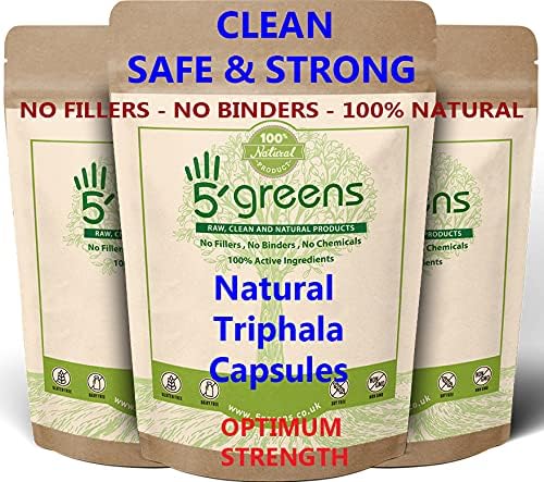Triphala Capsules,120 Caps,Super Strong 10: 1 Extract - 10 Times Stronger & Effective Then RAW Powder | Body Tonic, Ethical & Vegan,Made in The UK 5greens