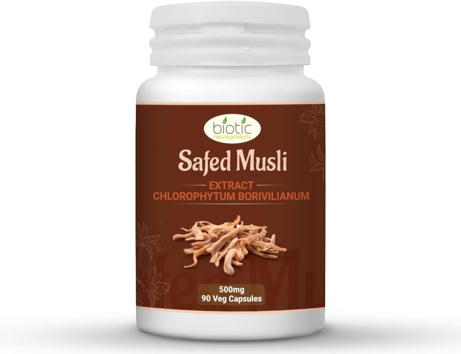 Biotic Safed Musli Capsules - Chlorophytum Borivilianum- 500mg Extract - 90 Veg Capsules