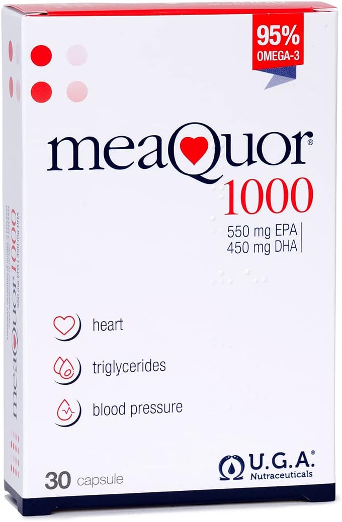 Meaquor 1000 Omega 3 Fish Oil Capsules IFOS Certified - Omega3 1000mg Supplement with EPA and DHA - No Aftertaste (30 Softgel Caps)