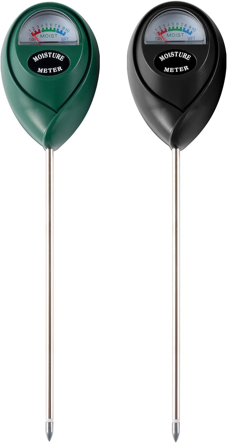 2 Packs Soil Moisture Meter, Plant Water Meter Moisture Meter for House Plants, Soil Tester Test Kit Soil Hygrometer Sensor for Garden Lawn Farm Indoor&Outdoor Use, No Battery Required (Black&Green)
