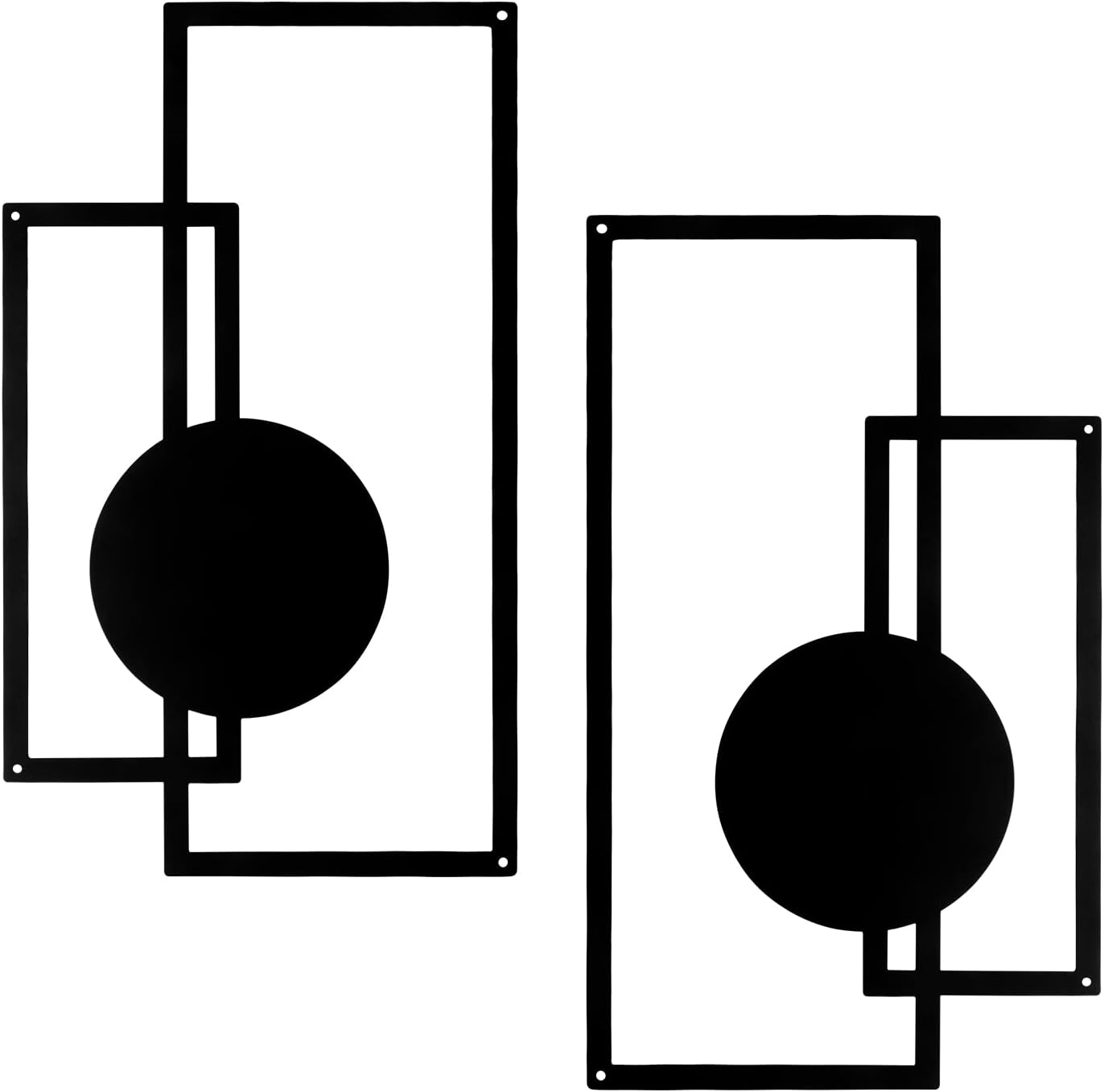 YiYa 2 Pcs Metal Wall Decor Black Geometric Metal Minimalist Wall Decor Vertical Abstract Wall Art Modern Geometric Wall Hanging for Home Living Room Bedroom (Geometric)