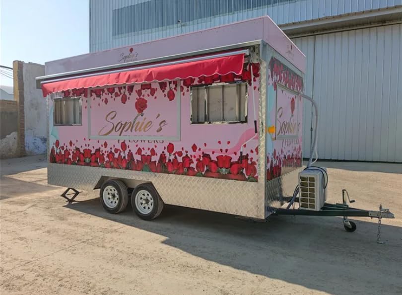 Portable dinerr. Outdoor food truck, crepe, dining truck, mobile kitchen. Small business, Cafe with Exhaust, fully equipped. Flower Cart, BBQ Truck, Bubble tea,Coffee, Bakery on wheels