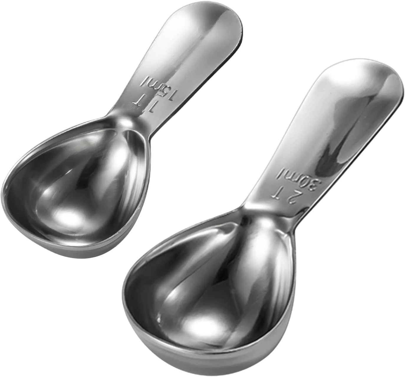 2PCS Coffee Measure Scoops 1 Tbsp & 2 Tbsp Stainless Steel Short Handle Tablespoon Measuring Spoons for Coffee Tea Sugar