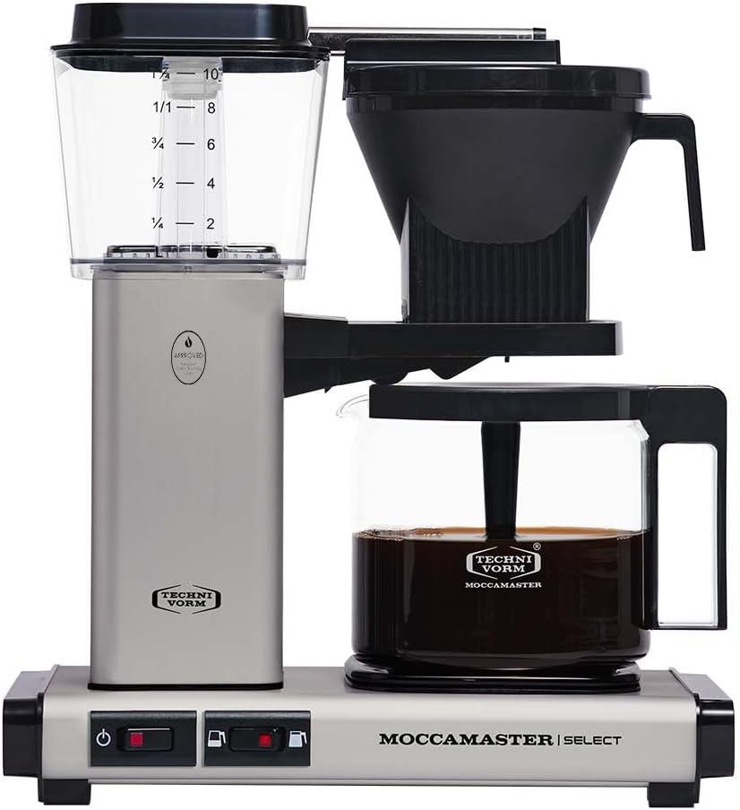 Moccamaster KBG Select, Coffee Makers, Filter Coffee, Matt Silver, UK Plug, 1.25 Liters