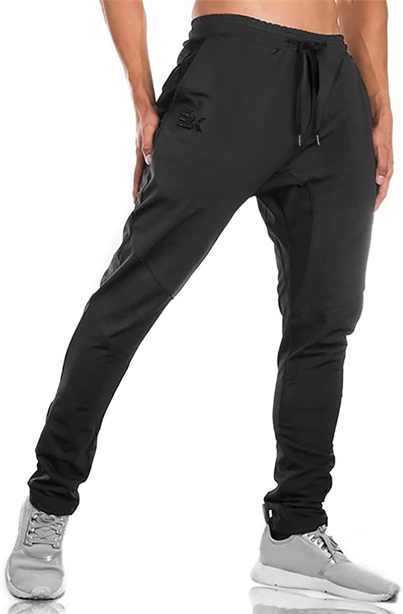 BROKIG Mens Gym Joggers Sweatpants, Causal Slim Fit Running Trousers Tracksuit Jogging Bottoms with Double Pockets