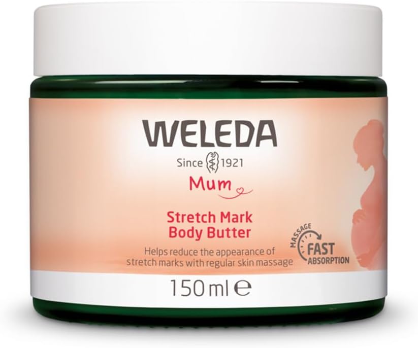 Weleda Organic Mama Pregnancy Body Butter - Rich Natural Cosmetics Massage Body Butter to Prevent Stretch Marks On The Stomach, Thigh and Chest (1 X 150 ml)