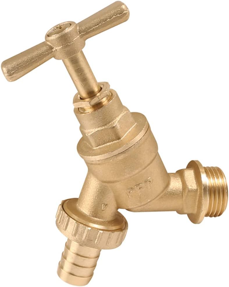 RMTL Outdoor Garden Tap Hose Union Bib Tap 1/2inch BSP with Compression Wallplate Elbow, Through The Wall 15mm Copper Tube (Single Bib Tap)