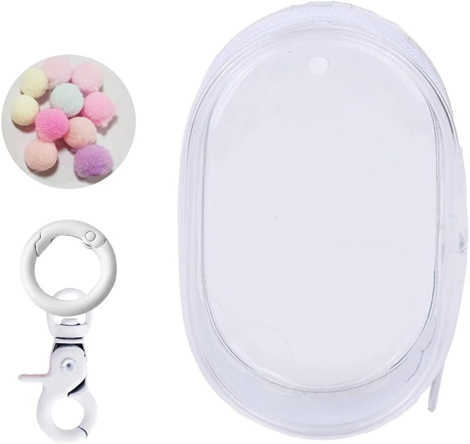 Clear Figure Display Bag with Keychain, Mystery Box Mini Figures Carrying Case Bag Pouch Keychain Charms for Collectibles (Clear, Oval)