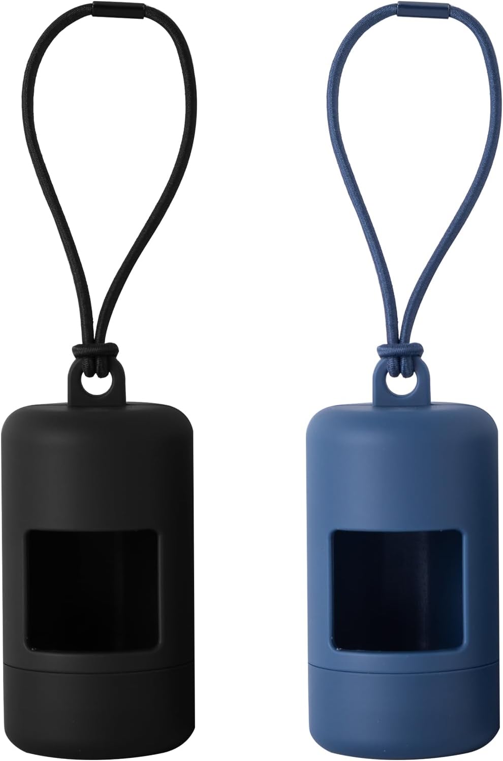 SLSON Dog Poop Bag Dispenser Hands Free Dog Leash Poop Bag Holder Plastic Portable Pet Waste Bag Dispenser Lightweight Dog Walking Accessory for Outdoor 2 Pack (Dark Blue & Black)