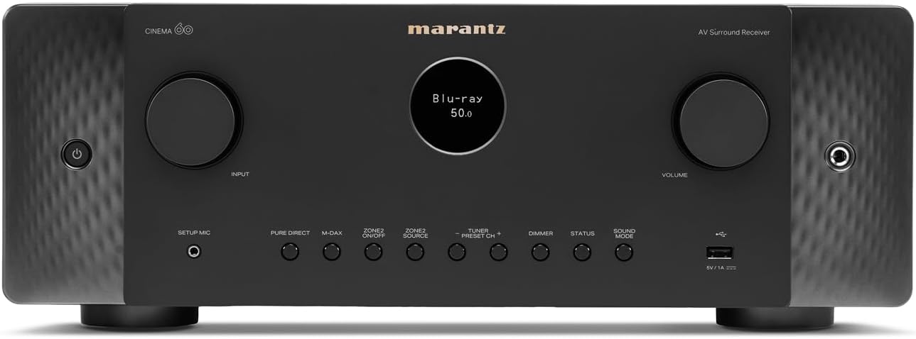Marantz Cinema 60 Premium 7.2 Channel AV Receiver Powered by HEOS™ with Dolby Atmos, 100 W, 8K, and 6 HDMI Inputs