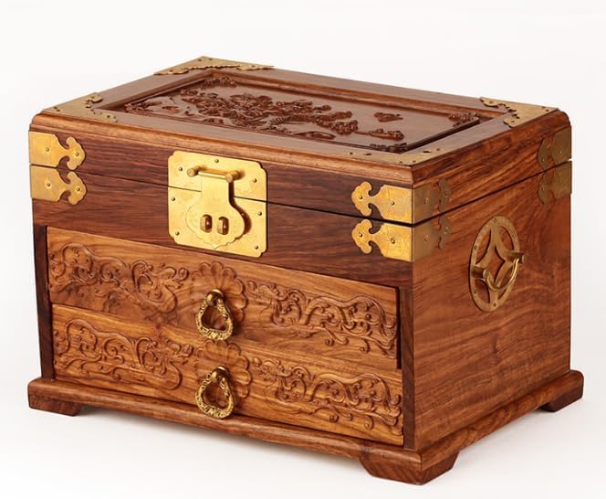 Retro Storage Treasure Box Storage Case Decorative Wooden Treasure Chest Storing Jewelry Necklaces For Bedroom