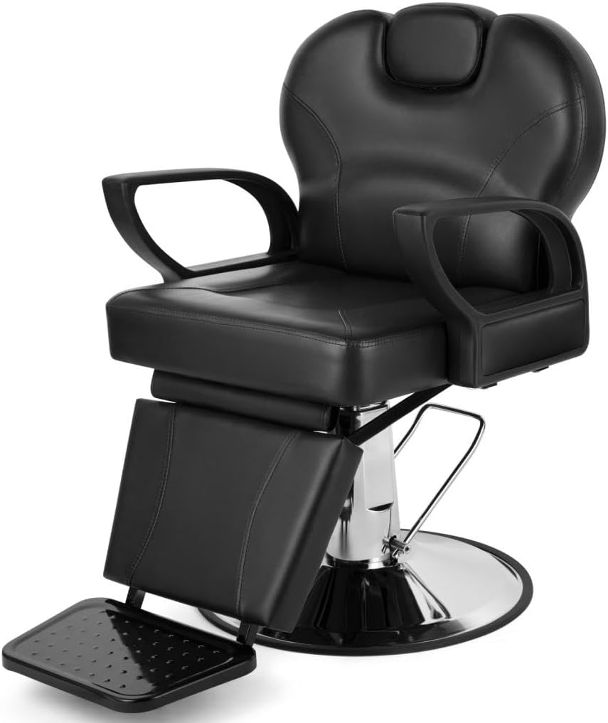 Artist hand Barber Chair for Salon, Reclining Barber Chair Heavy Duty Adjustable Height & Headrest, Barber Shop Chairs Wide Seat Comfort and Sturdy, Beauty Salon Chair for Hair Stylist for Home Black