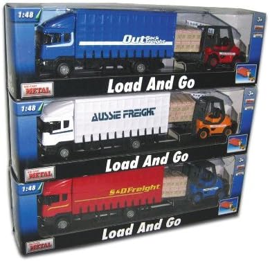 Diecast Metal Load and Go Set - Freight Truck with Forklift and Pallet - Transport Vehicle Toys - Boys Toys