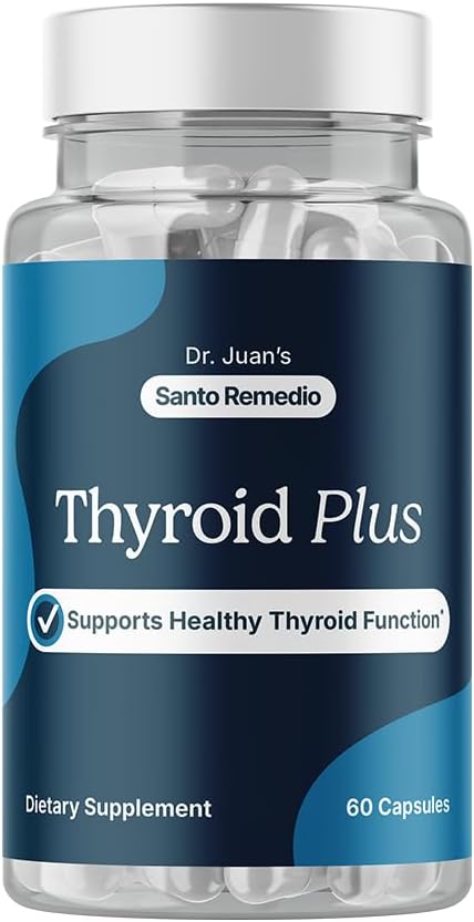 Santo Remedio Thyroid Plus, Thyroid Health, Healthy Brain, Healthy Energy Levels, Immune Health, Contains Vitamin B12, Iodine, Selenium, Zinc, Copper, L-Tyrosine, 60 Capsules, 30 Servings