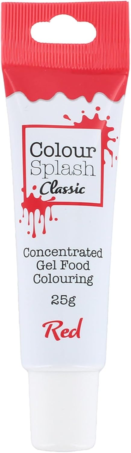 COLOUR SPLASH Food Colouring Gel Tube, Edible Ingredients, Highly Concentrated Gels, Easy to Use Squeezy Tubes, Transform Plain Cakes Into Bright, Eye-Catching Creations - Red 25g