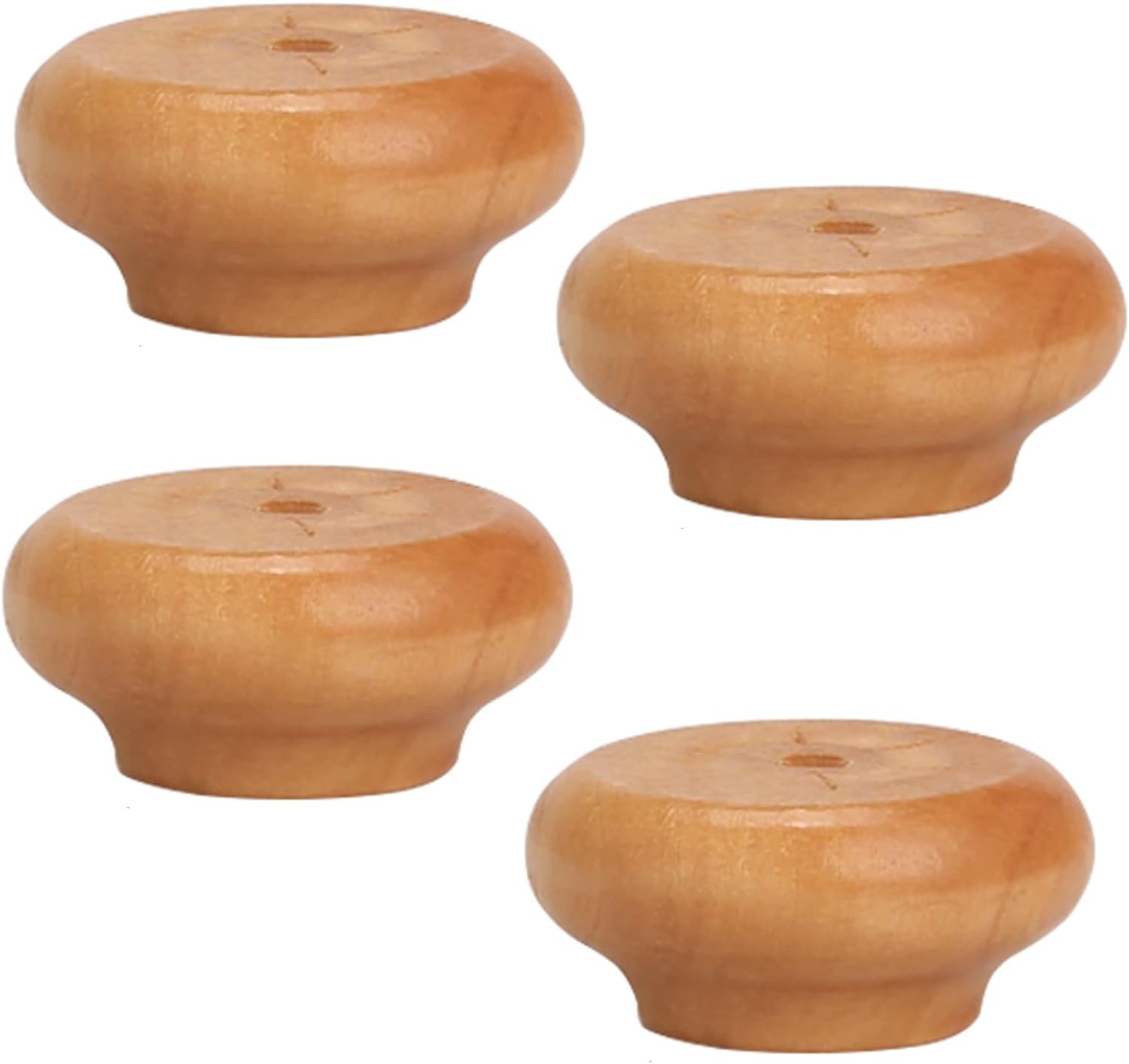 Solid Wood Furniture Replacement Legs,Wooden Bun Feet,Round Cabinets Legs Raised Legs for Kitchen Sofas TV Cabinets Dressers Chairs Stools Bookshelves,Set of 4,with Screws (20mm/0.79in,Varnish)