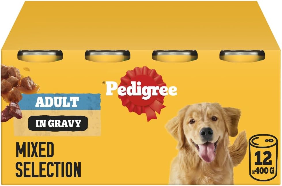 Pedigree Adult - Wet Dog Food - for Adult Dogs - Can Mixed Selection in Gravy - 12 x 400 g