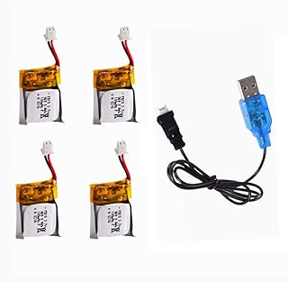 3.7V 100mAh 20C Lipo Battery for WLtoys V272,Cheerson CX-10 Mini Quadcopter Estes Proto X, Syncro X, Hubsan Q4 Nano Quadcopter 4 Pack with USB Charger