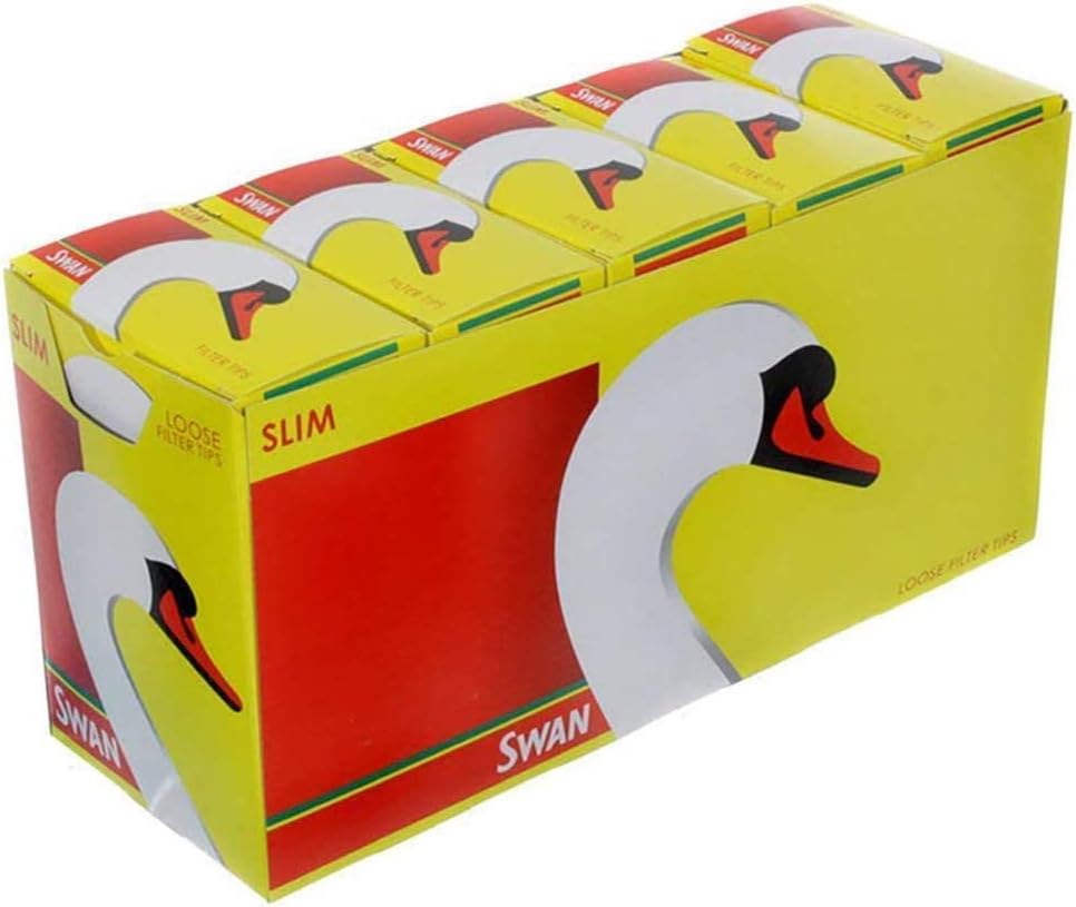 JDbrands Swan Slimline Filter Tips-10 box-1650 Tips, Paper, Yellow, 4 x 4 x 2 cm