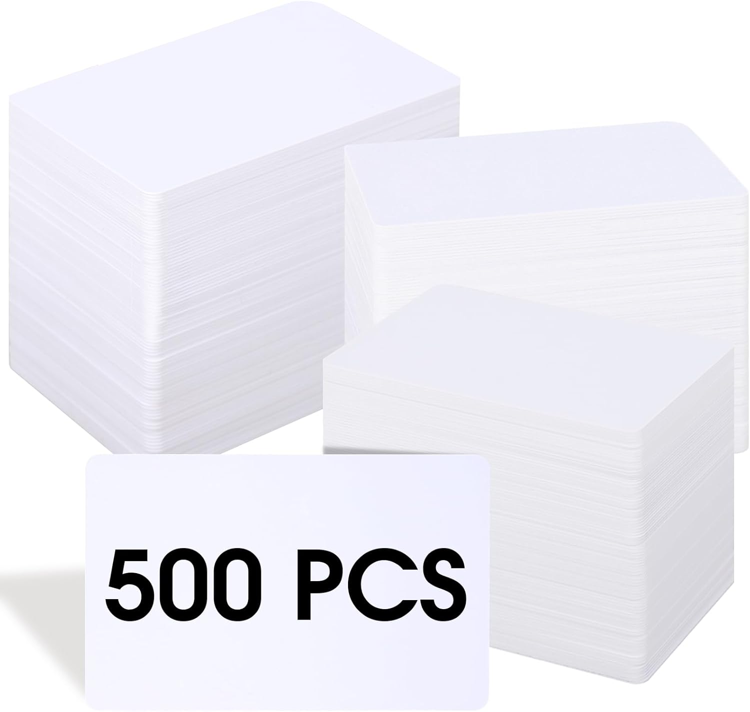 500 Pack White Blank ID Cards From PVC - CR80 30 Mil Plastic Cards For Photo ID Badge Printers - Blank Credit Card Compatible With Most Printers