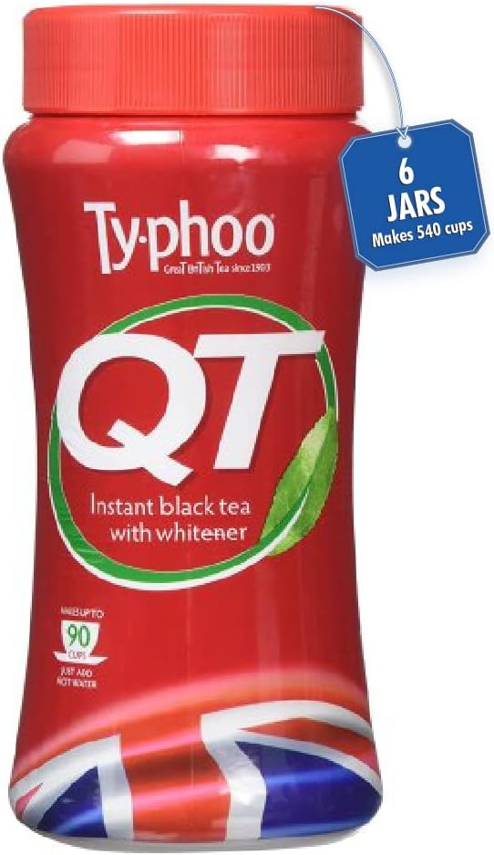 Typhoo QT • Instant One Cup Tea with Whitener • 6 x 225g Tub (Multipack) • Makes Up to 50 Cups • Creamy • Sweet • Convenient • Just Add Hot Water • No Teabags or Milk Needed