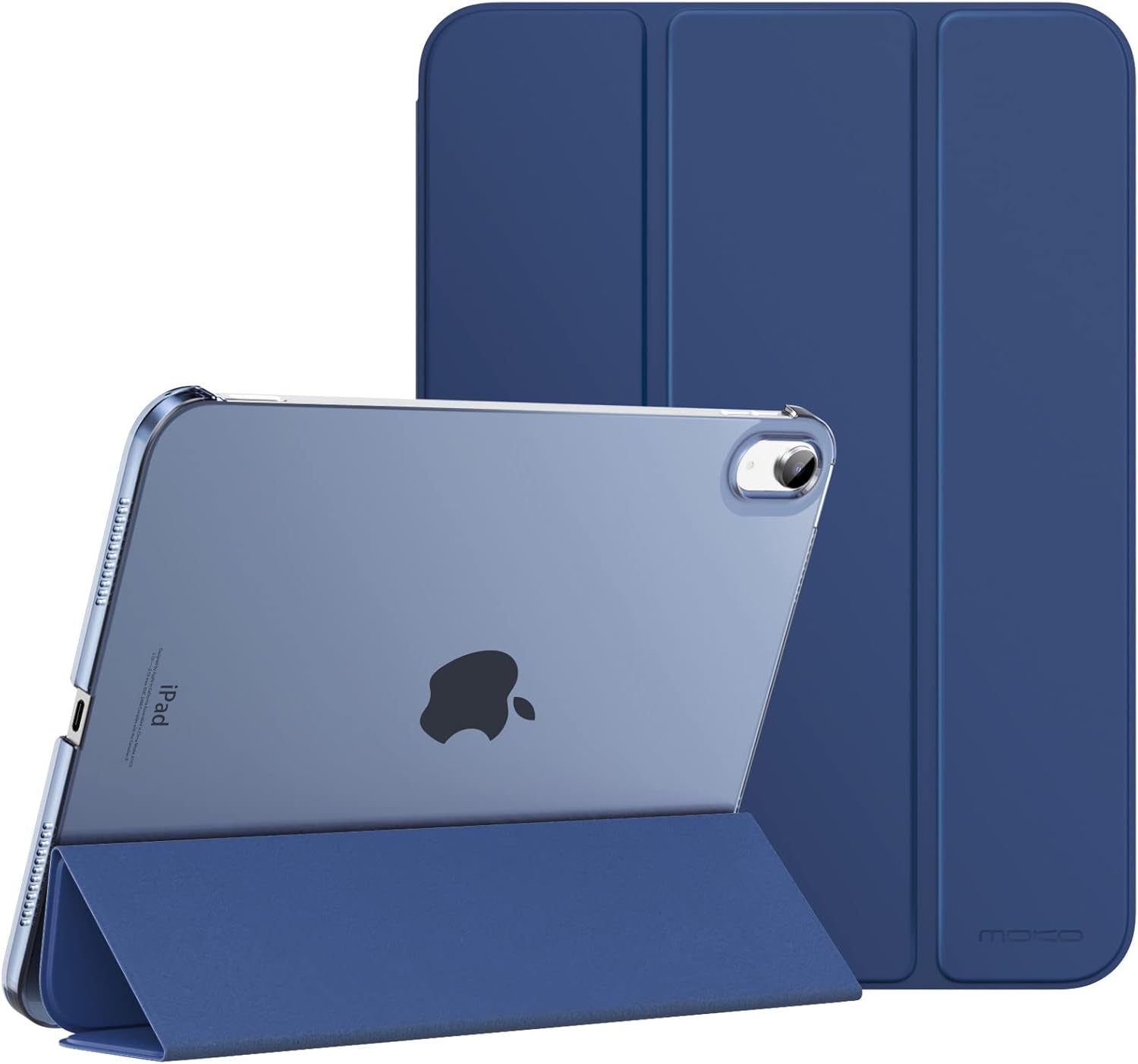 MoKo Case for iPad (A16) 11th Generation 11 Inch 2025, iPad 10th Generation 10.9 inch 2022, Slim Stand Protective Cover with Hard PC Translucent Back Shell Cover, Support Touch ID, Navy Blue
