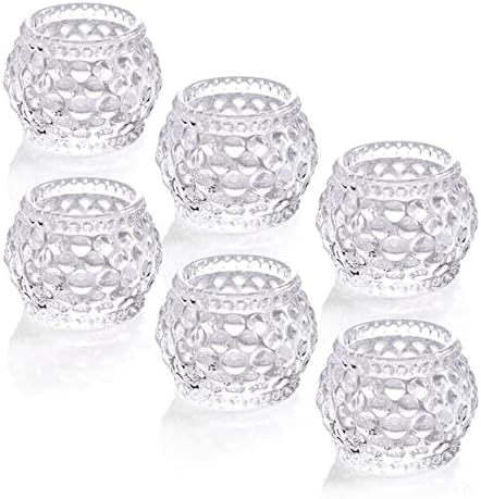 Set of 6 Glass Cup Tealight Candle Holder Centerpieces for Romantic Wedding Party Table Candlestick Holder Home Decoration