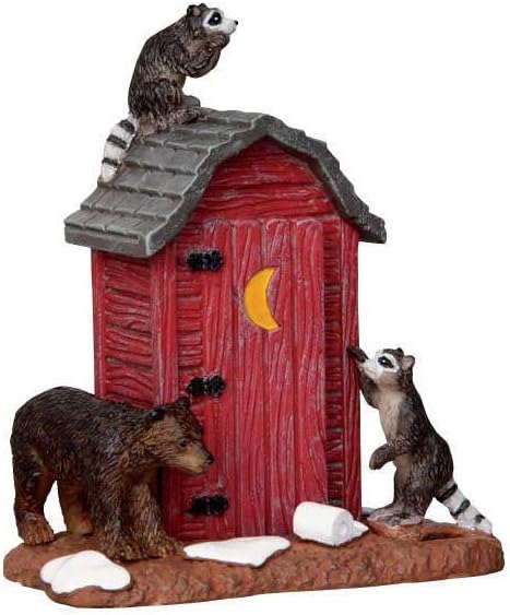 Lemax Village Collection Outhouse Marauders Raccoons and Bear #24492