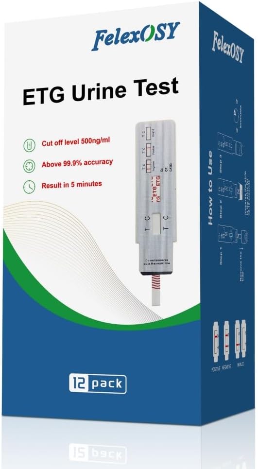 ETG Alcohol Urine Test Strips- at Home Testing Dip Card Kit - 80 Hours Suitable Cut Off 500 ng/mL - [12 Pack]
