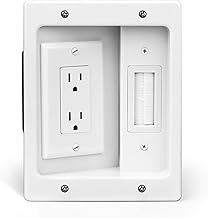 Wall Cable Concealer Management Kit, Recessed Outlet Behind TV for Wall Mount TV with Cable Management Box, in Wall TV Connection Kit Hides Power Cables & Low Voltage Wires Fits All Plugs, White