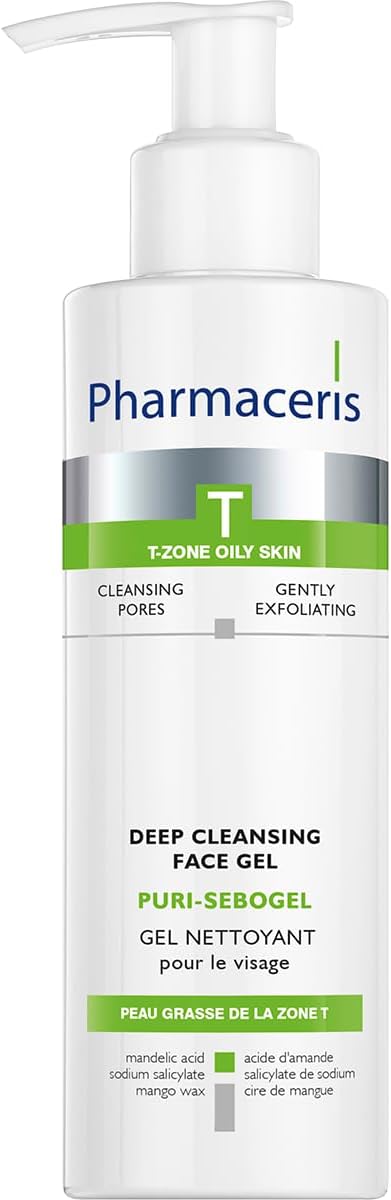 Pharmaceris T Puri-Sebogel, Antibacterial Face Wash Gel, Deep Cleansing Gel for Acne Skin, Unclogs Pores, Mild Cleansing Ingredients - 190 ml