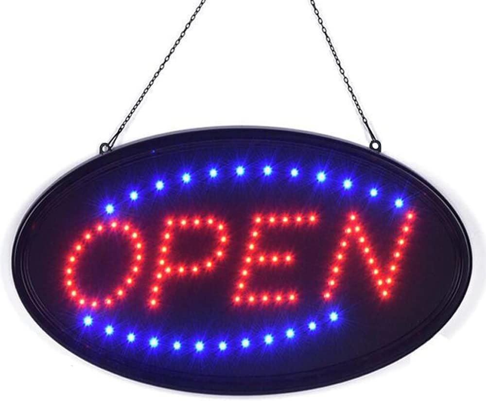 KEBE LED Open Sign, Bright High Visibility Advertisement Board Electric Display Sign Flashing Light for Business Walls Window Shop Bar Hotel, Two Modes, 19"x10"