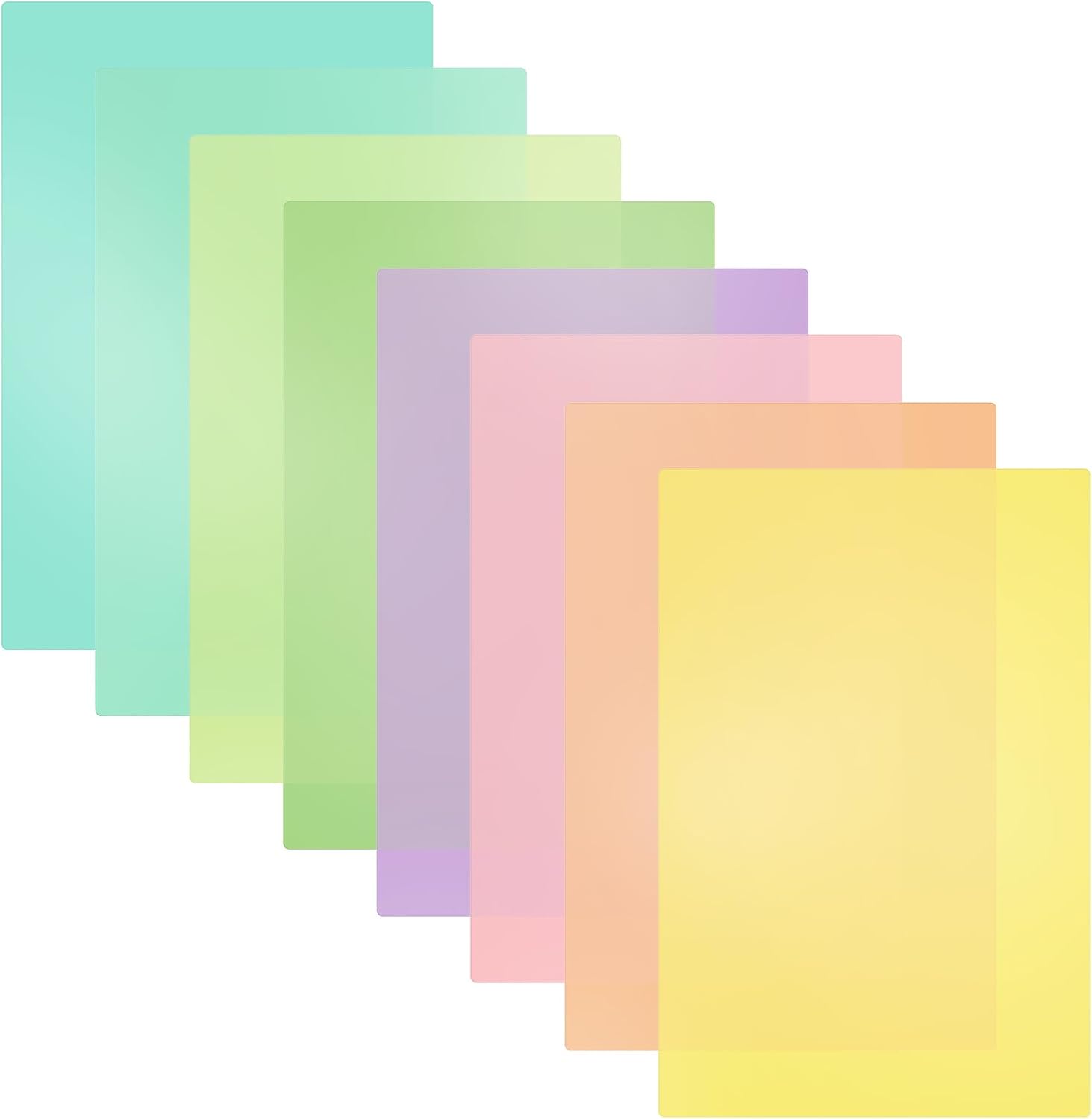 Weysoo A4 Colour Overlays for Dyslexia, 8pcs Dyslexia Reading Overlays Aid, Light Coloured Plastic Guided Reading Overlays for Dyslexia, ADHD, Macaron