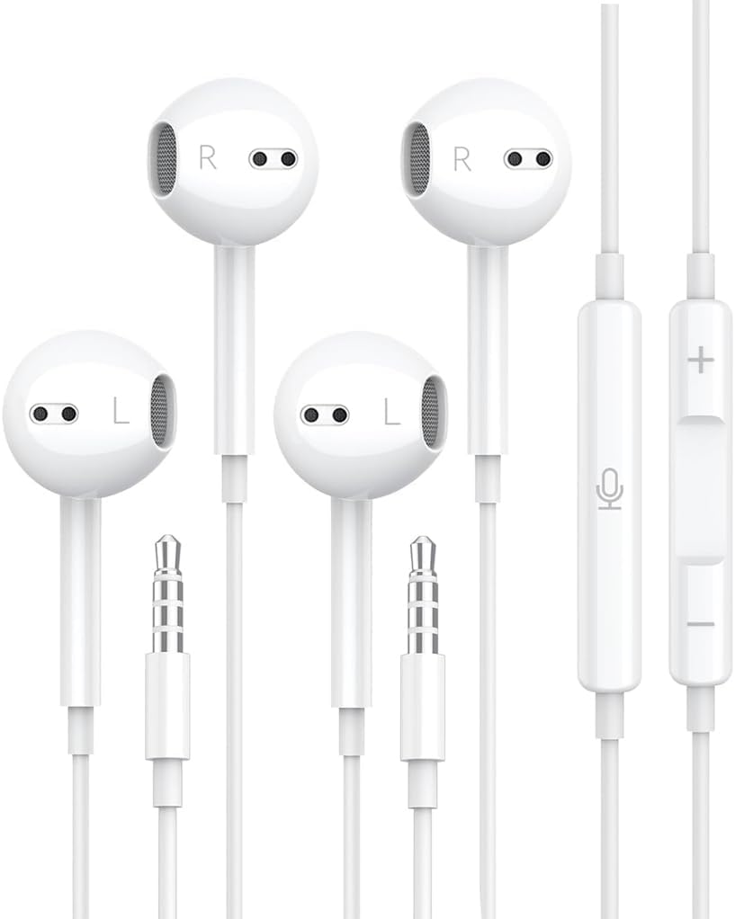 2 Pack Earbuds Wired 3.5mm Headphones with Microphone, [MFi Certified] Clear Call Volume Control HiFi Stereo Surround Sounds Cord Earphones for Laptop PC Chromebook iPhone Samsung A14 Android Switch