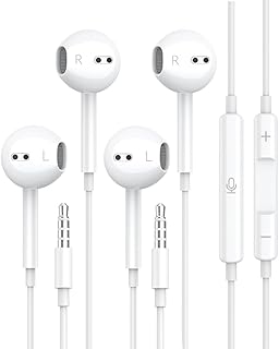 2 Pack Earbuds Wired 3.5mm Headphones with Microphone, [MFi Certified] Clear Call Volume Control HiFi Stereo Surround Sounds Cord Earphones for Laptop PC Chromebook iPhone Samsung A14 Android Switch