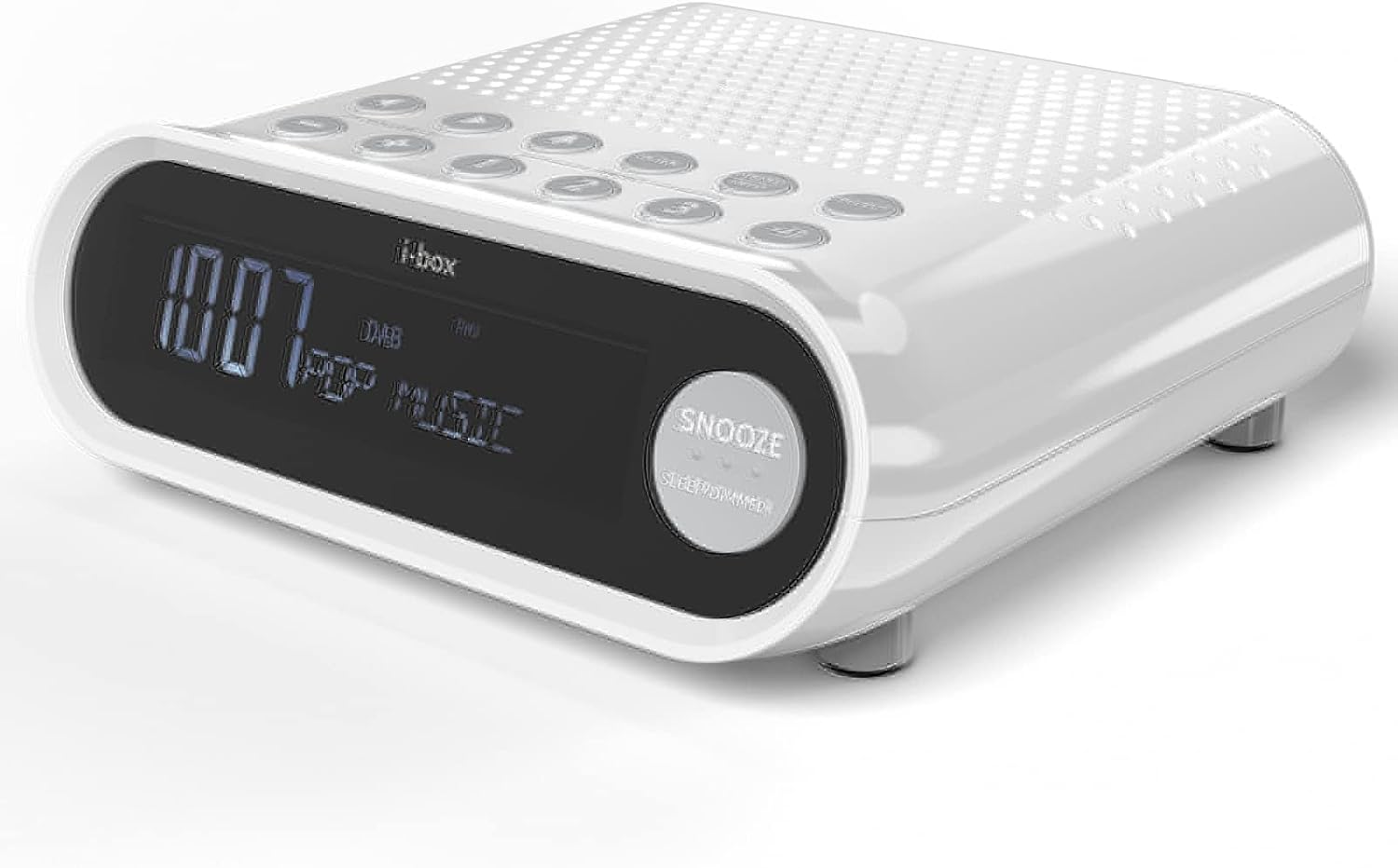 i-box DAB/FM Alarm Clock Radio, White, Small