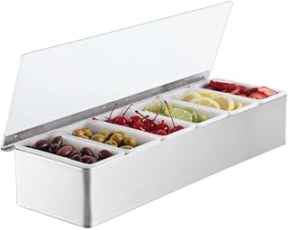 American Metalcraft CD6 Condiment Holders, 18.2" Length x 4.2" Width, Clear