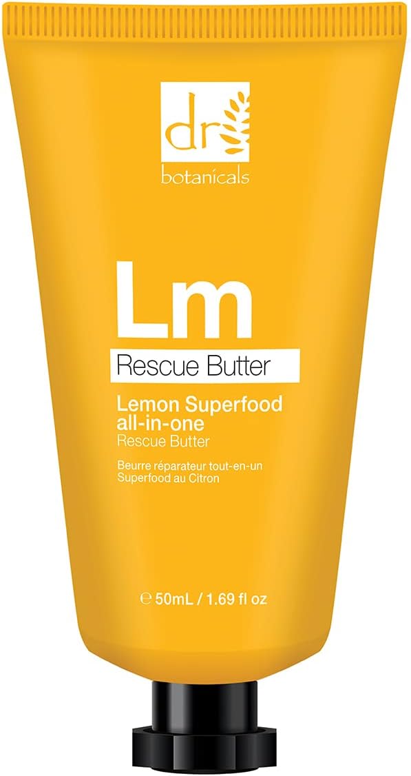 Dr Botanicals Lemon Rescue Body Butter – Intensely Nourishing Moisturiser for Face, Hands, Body & Feet – Zesty Lemon Scent – Targets Dry & Rough Skin – 50ml